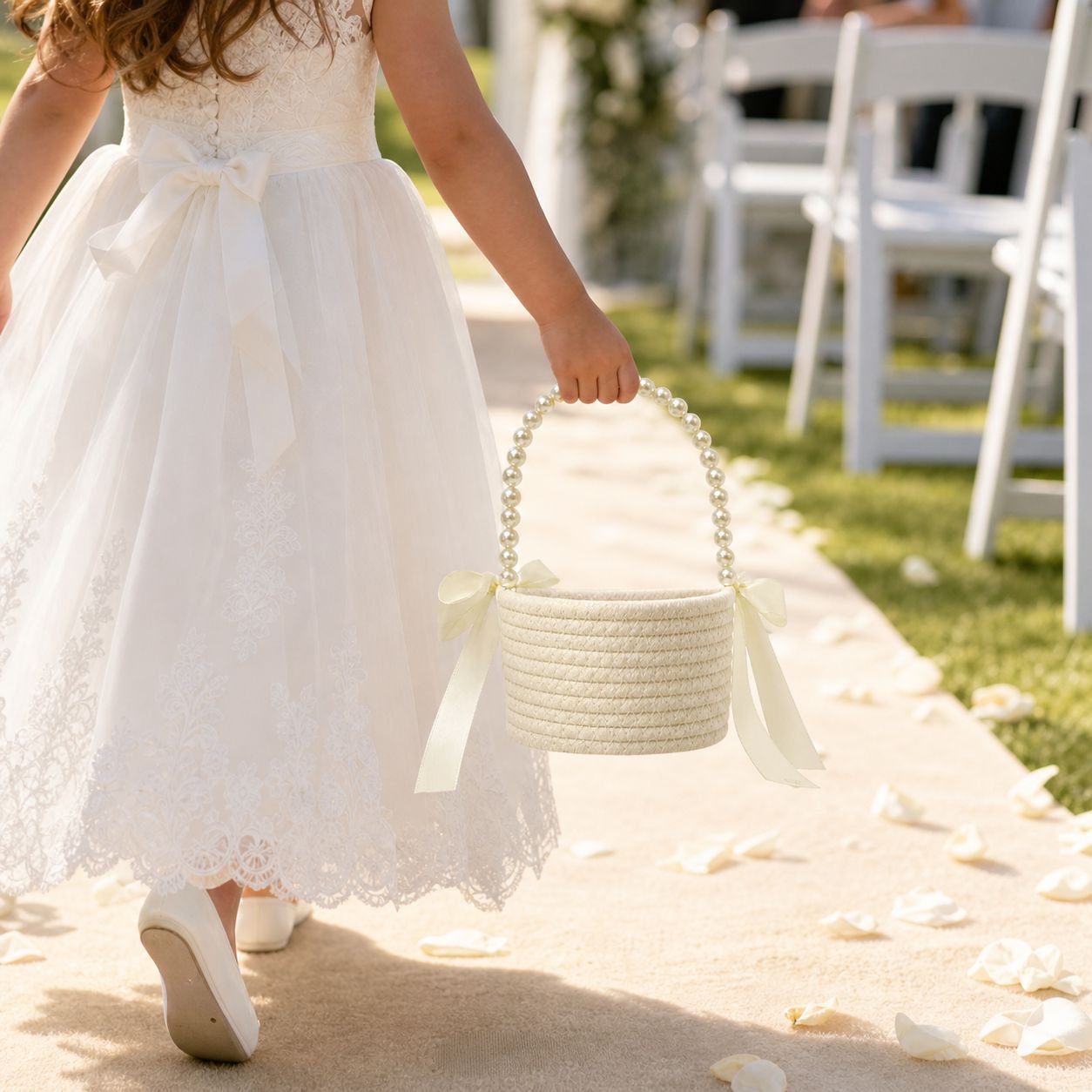 Princess Style Cotton Rope Flower Basket for Wedding
