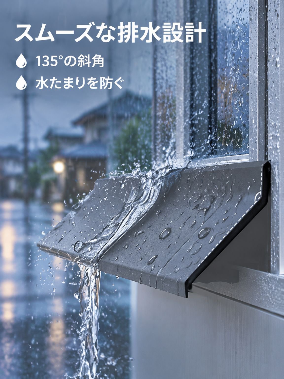窓用雨水逆流防止ボード