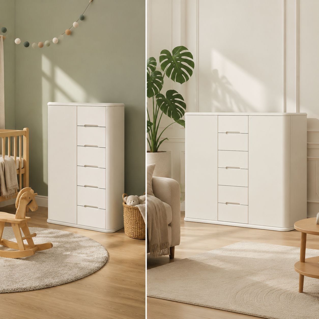 Toy cabinet with child-friendly handles and design