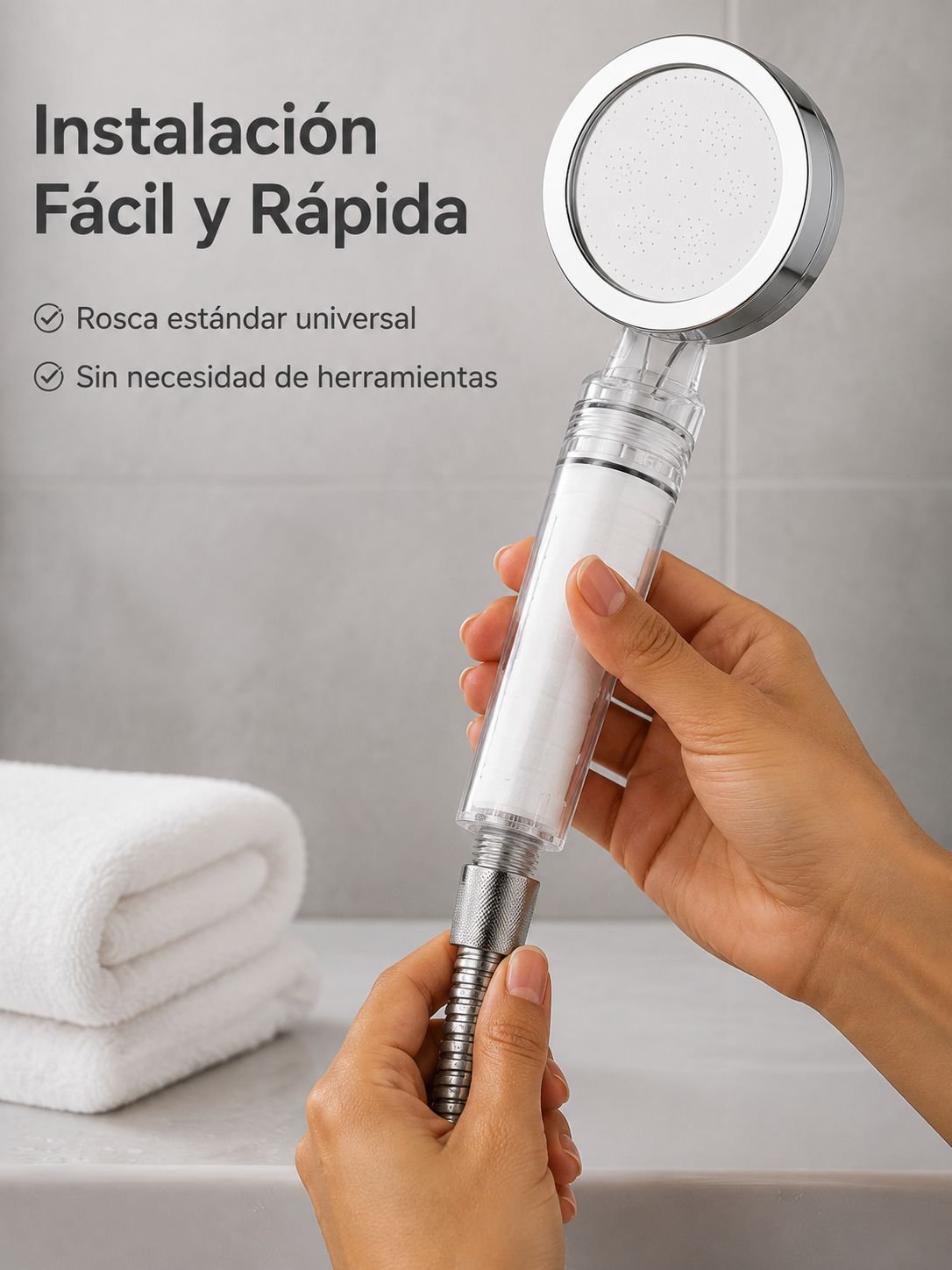 Regadera con filtro y presión mejorada