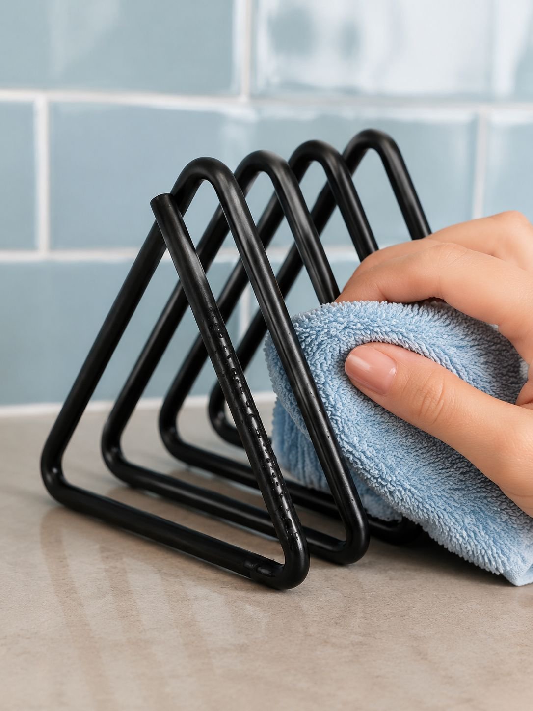 Metal cutting board storage rack with multiple compartments