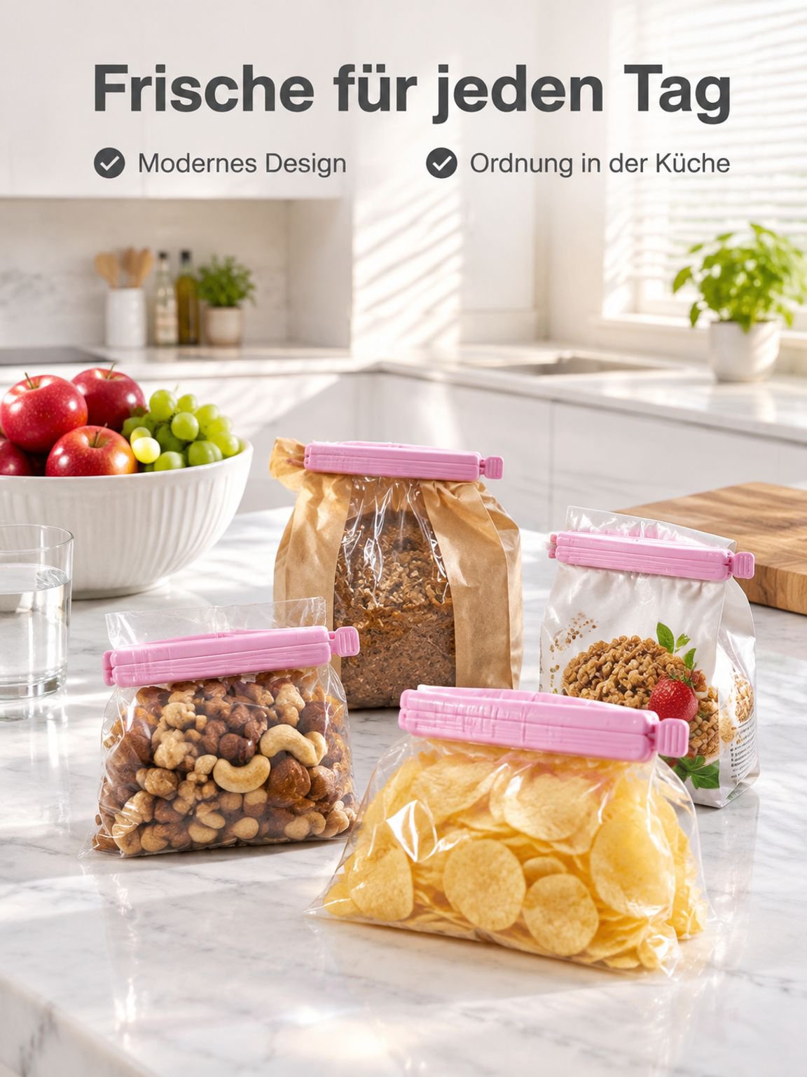 Große Beutelverschluss-Clips für Lebensmittel & Snacks - Perfekt für Frische