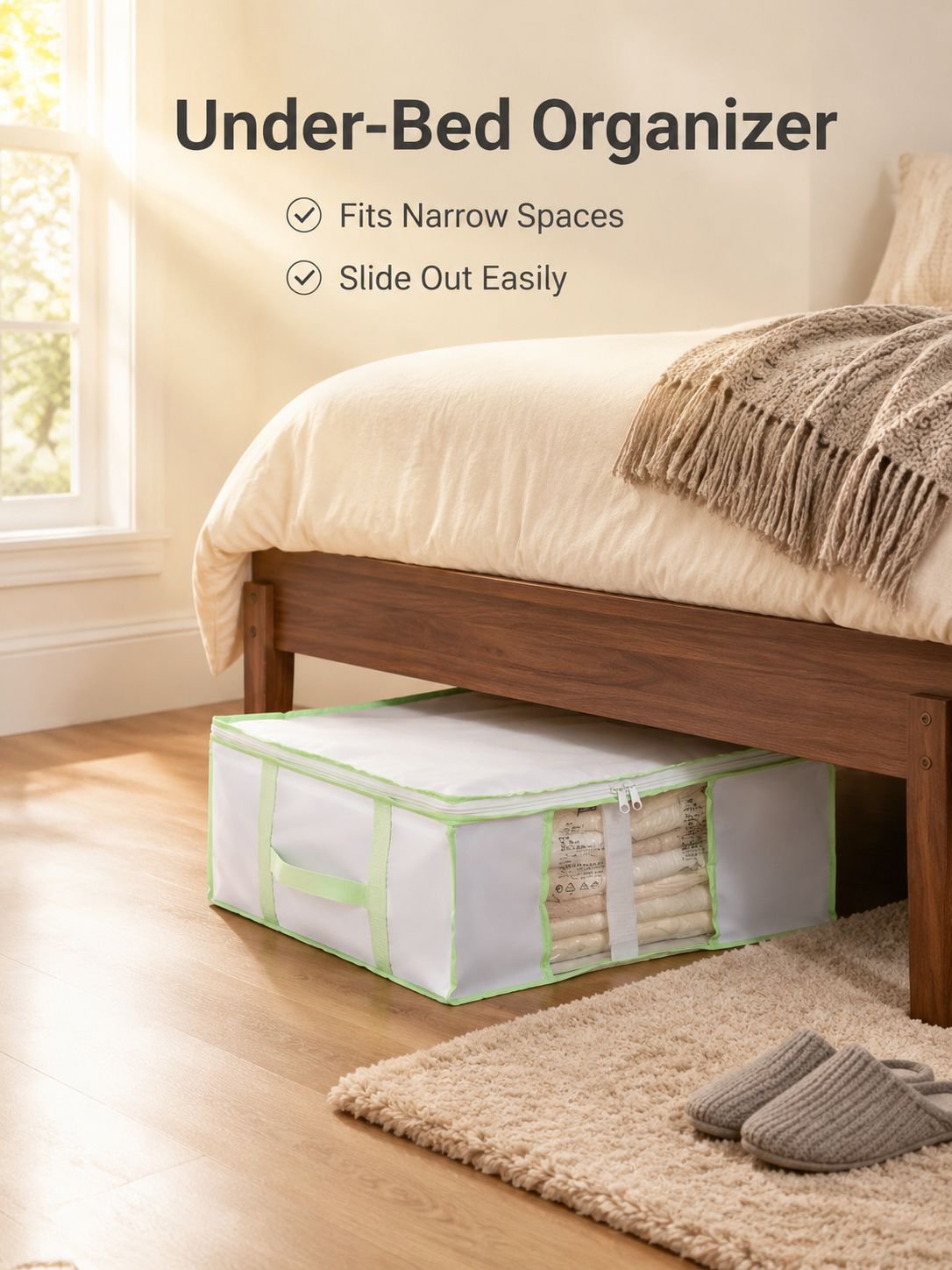 [Under-Bed Storage Box] Tailee Vacuum Compression Storage Box, Organizer, Oxford Cloth Clothing & Qu