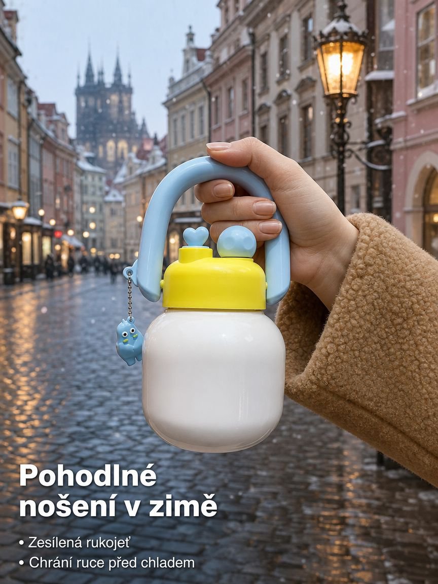 Dvouúčelový velkoobjemový hrnek s brčkem a držadlem