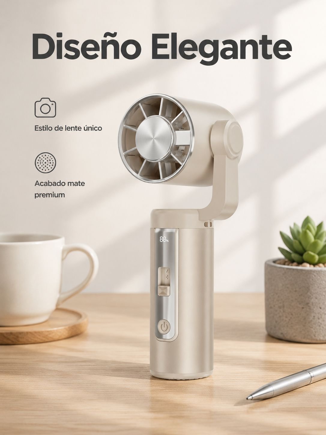 Ventilador portátil de mano, potente aire frío, enfriamiento instantáneo