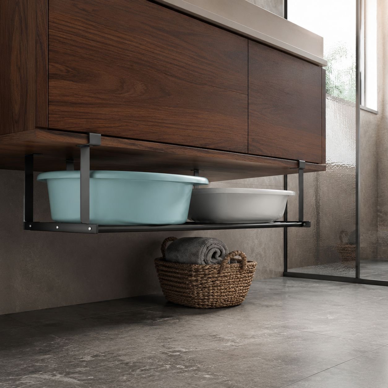 Wall-mounted bathroom organizer shelf for clutter-free space