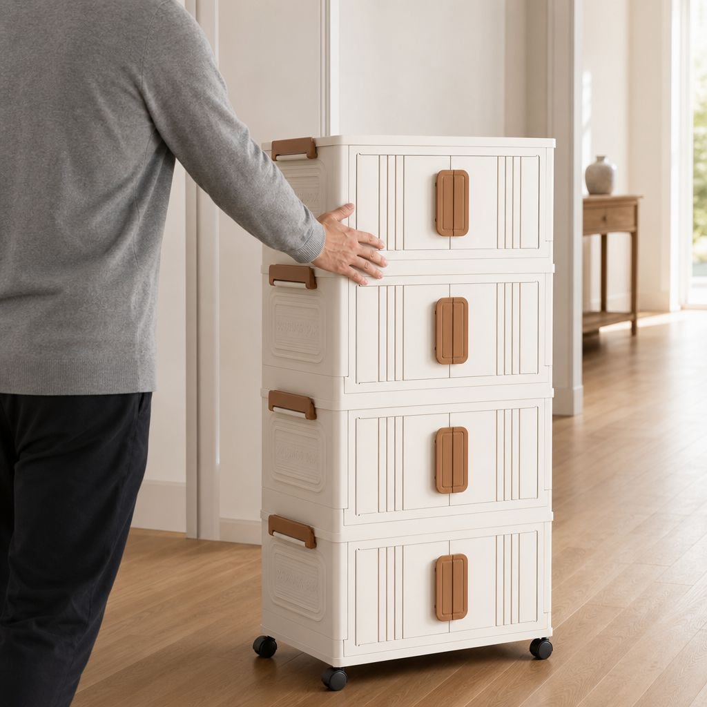 Armoire de rangement mobile en polypropylène pour bureau et maison