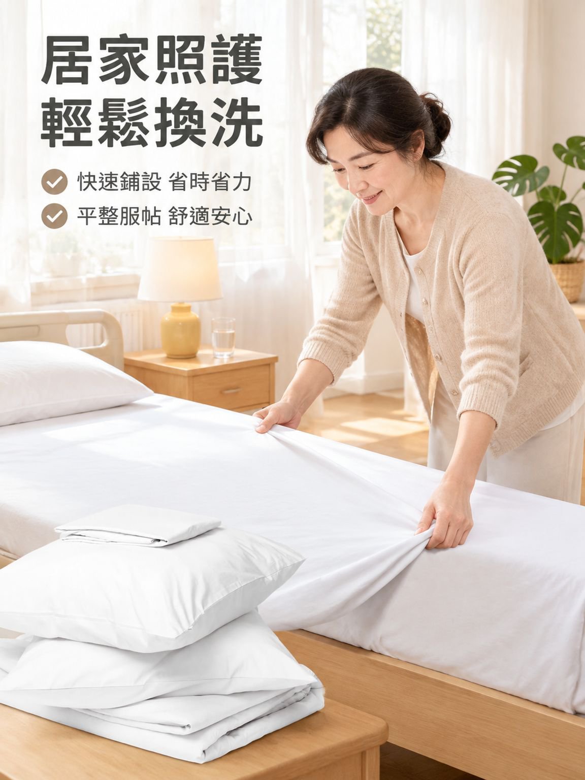 醫院床用純棉單人床單及枕套組合