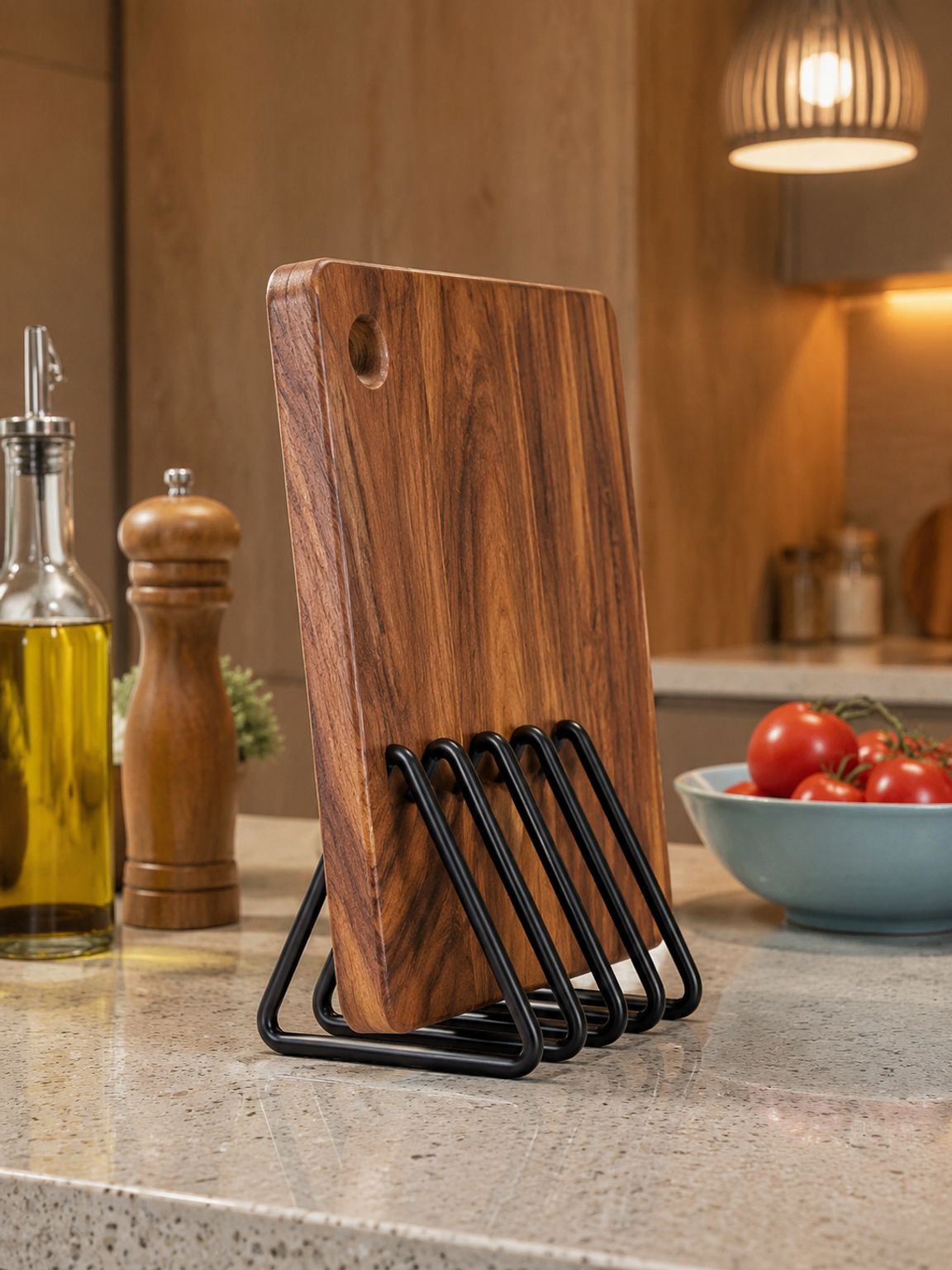 Iron tabletop cutting board rack, metal cutting board storage rack, kitchen-specific vertical cuttin