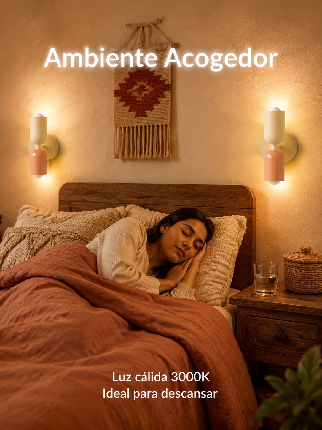 Lámpara de pared estilo crema para dormitorio