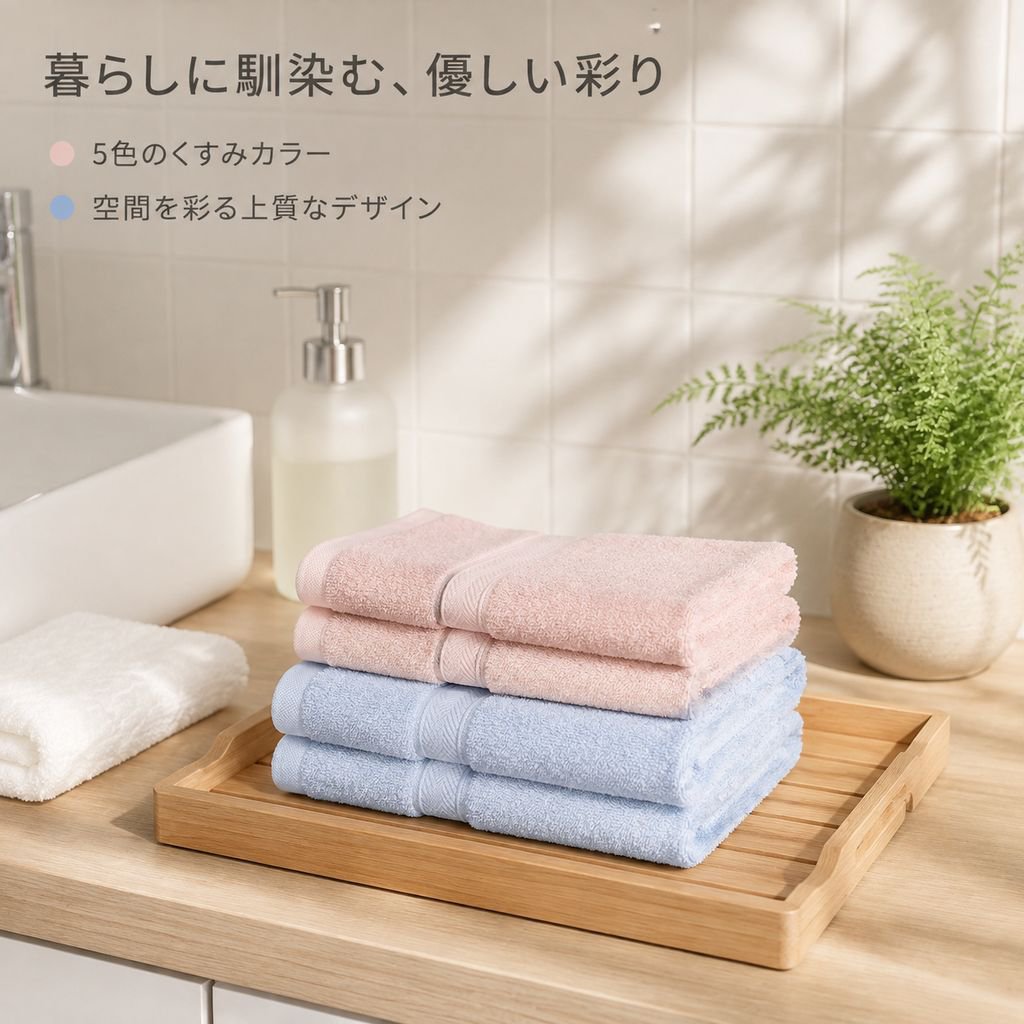 シンプルコットンハンドタオル 吸水速乾