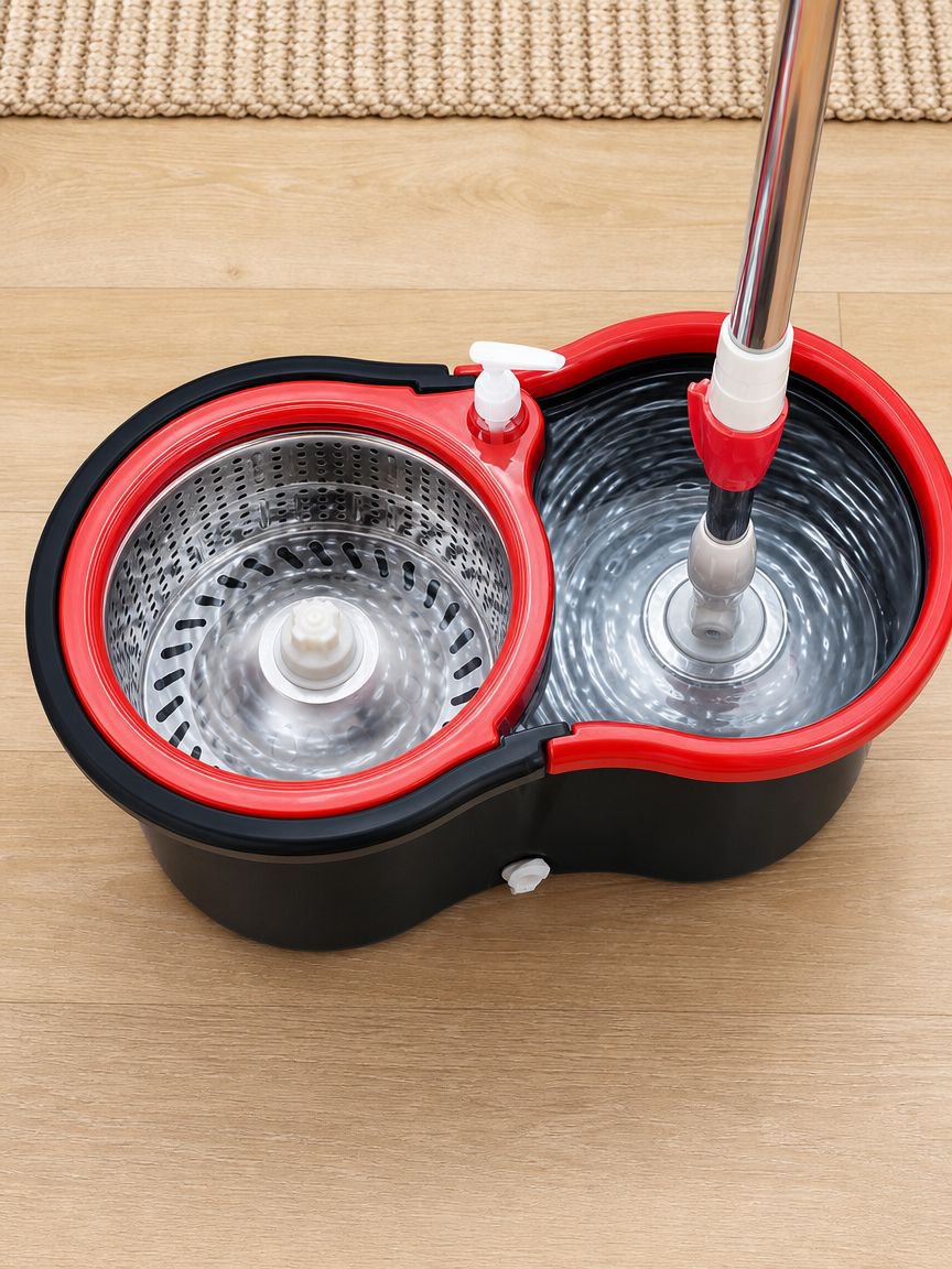 Multi-surface floor cleaning mop and bucket combo