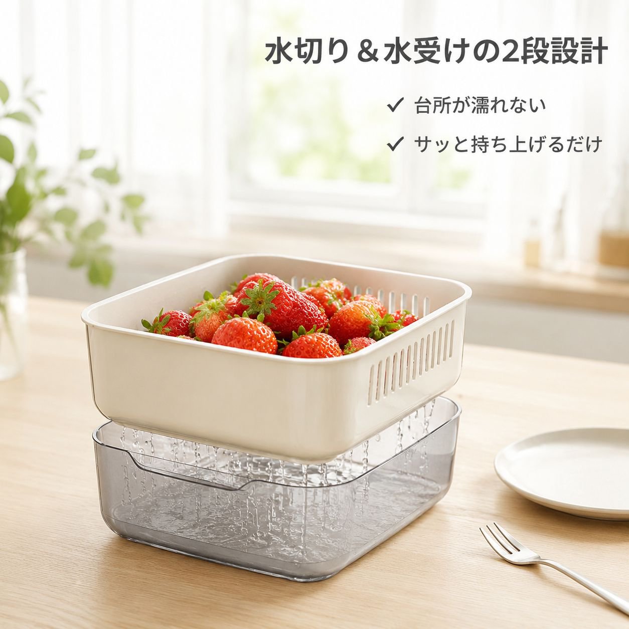 多機能超特大二重洗い＆水切りバスケット