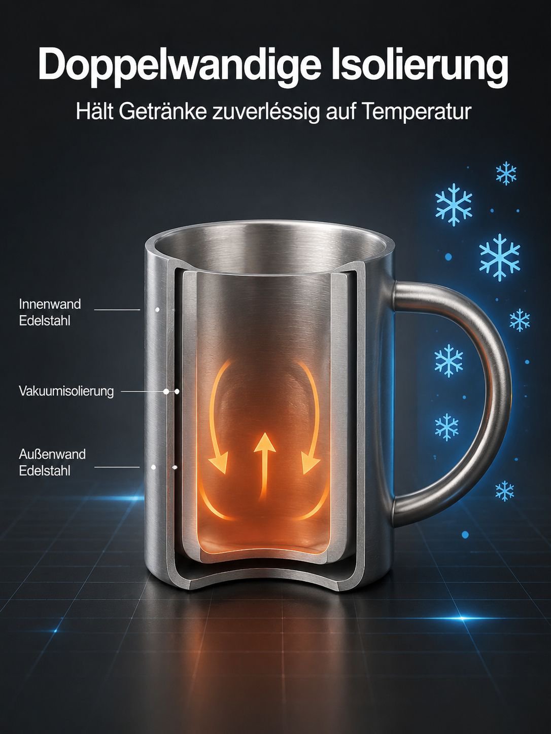 Robuster Thermobecher mit hitzebeständigem Griff