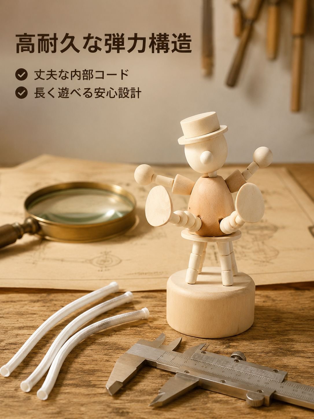デスク用可動動物パペット 木製インテリア