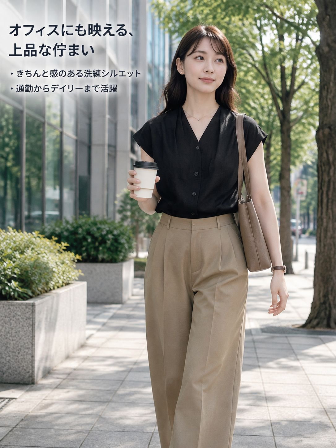 日本風Vネックノースリーブリネンシャツ レディース 夏 通勤トップス