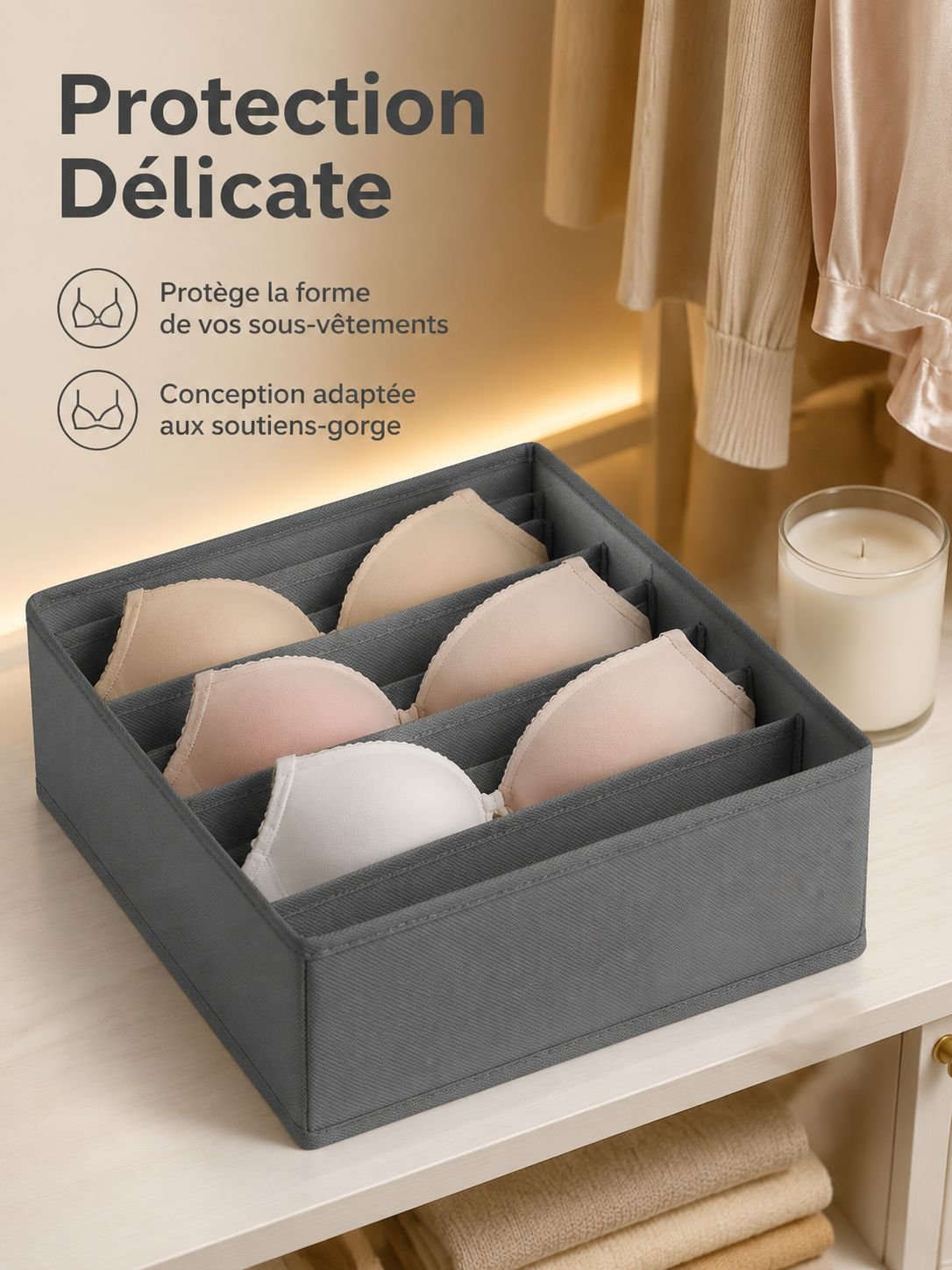 Boîte de rangement spacieuse avec un design moderne et pratique.