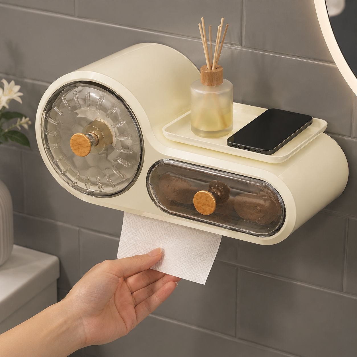 No-Drill Wall Shelf Multi-Use Waterproof Washstand Organizer