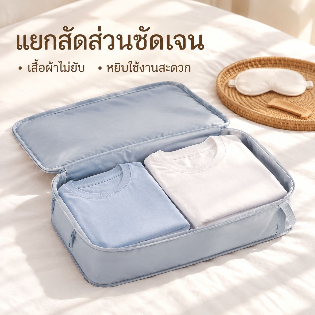 กระเป๋าเก็บเสื้อผ้าและชุดชั้นในสำหรับเดินทางแบบบีบอัดได้