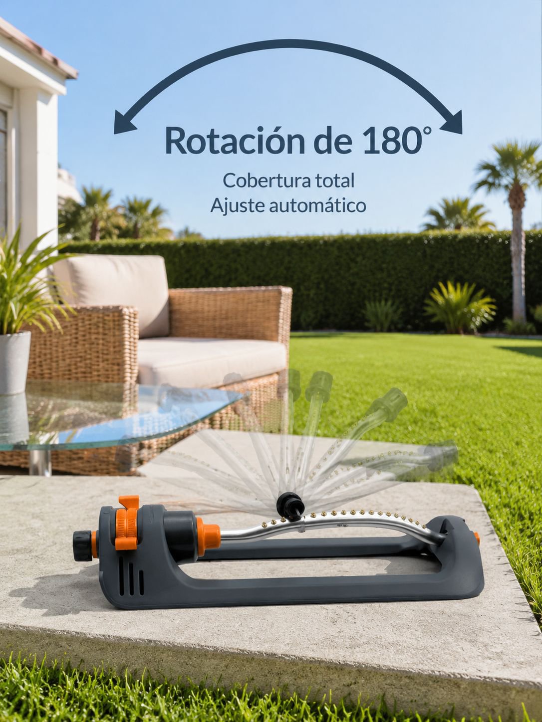 Aspersor de jardín con cabezal oscilante automático de 180° y 19 orificios para riego