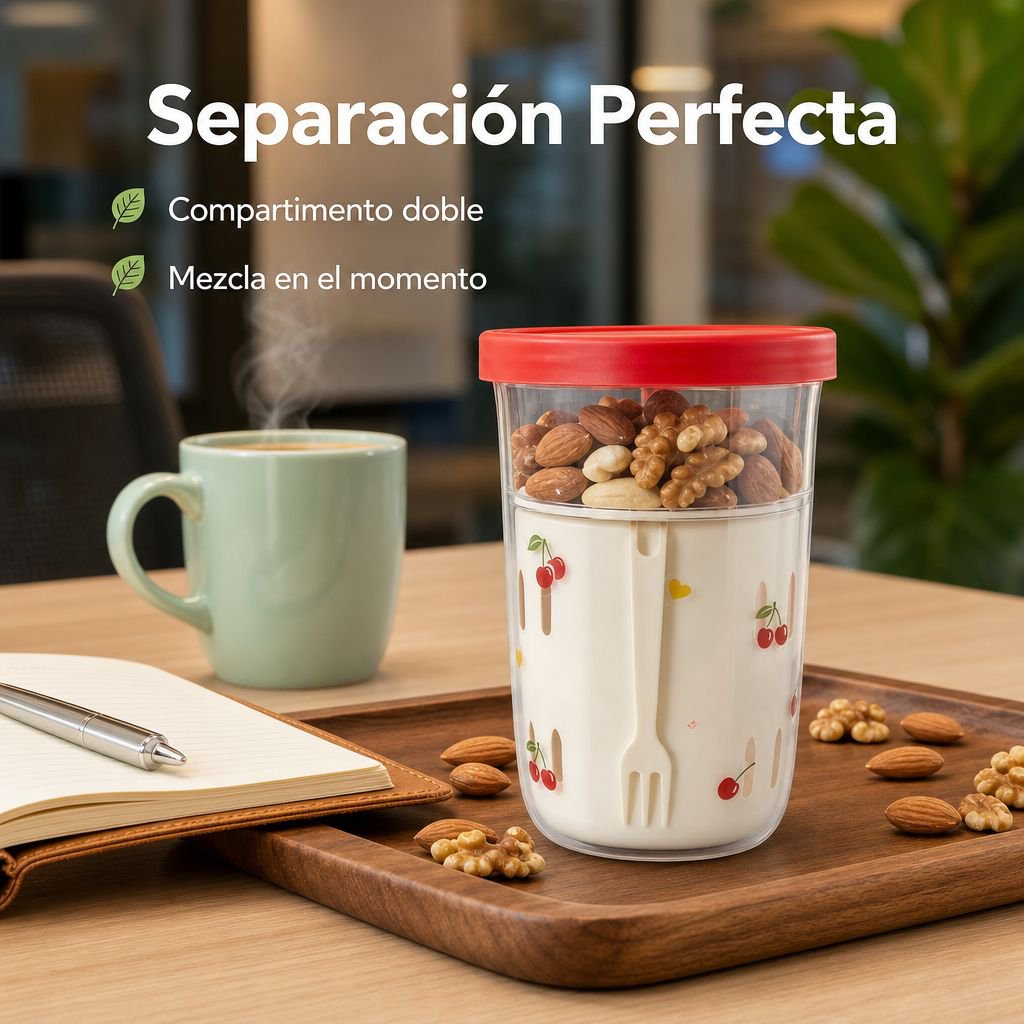 Vaso portátil de batido de frutas tipo caricatura con tenedor