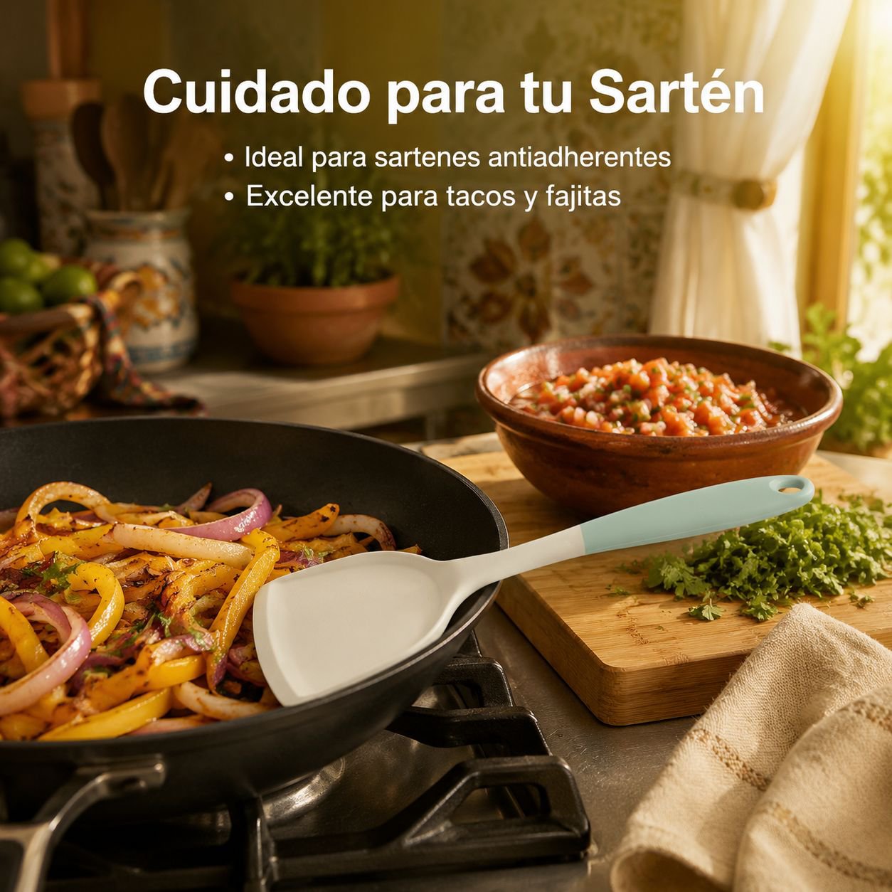 Espátula de silicona para utensilios antiadherentes
