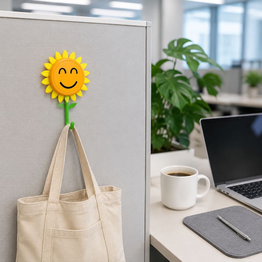 Sunflower No-Drill Self-Adhesive Retractable Hook for Office and Bedside
