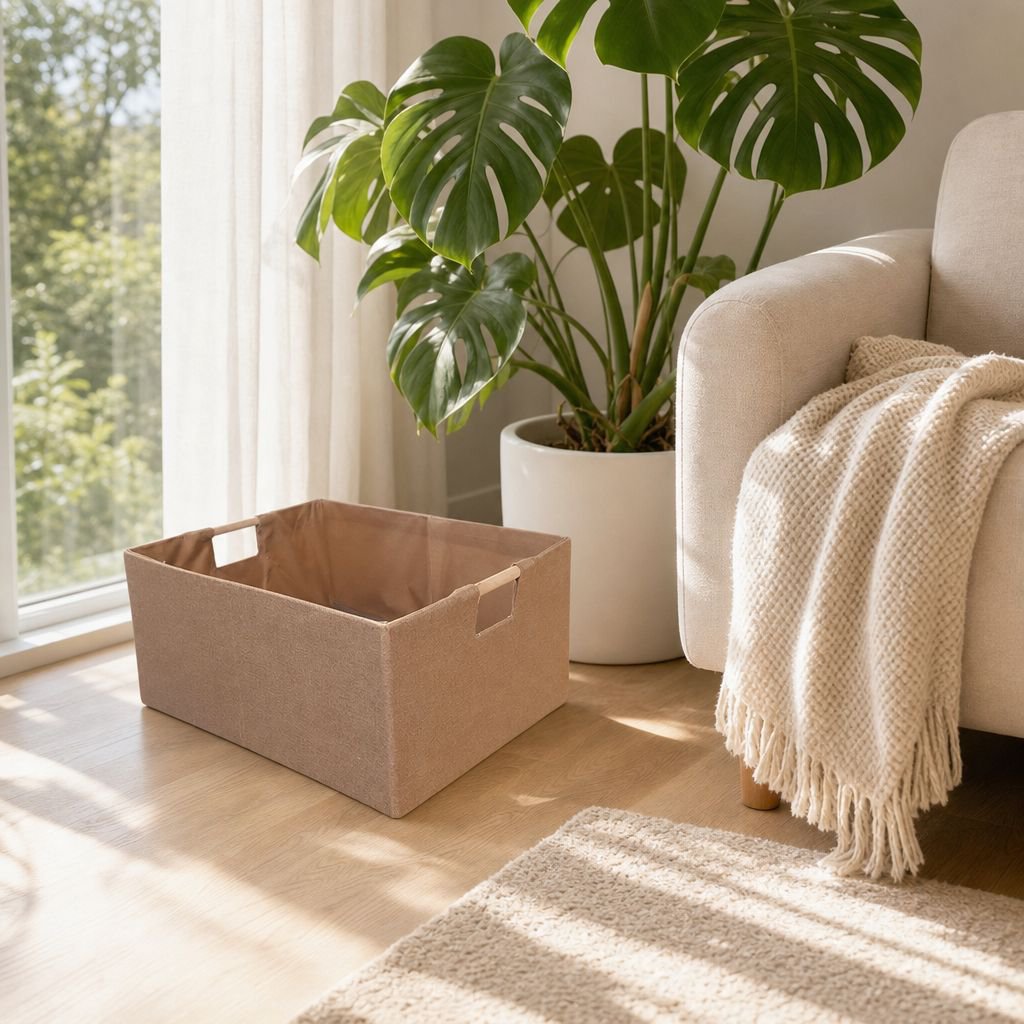 Multi-Purpose Fabric Storage Basket in modern living room