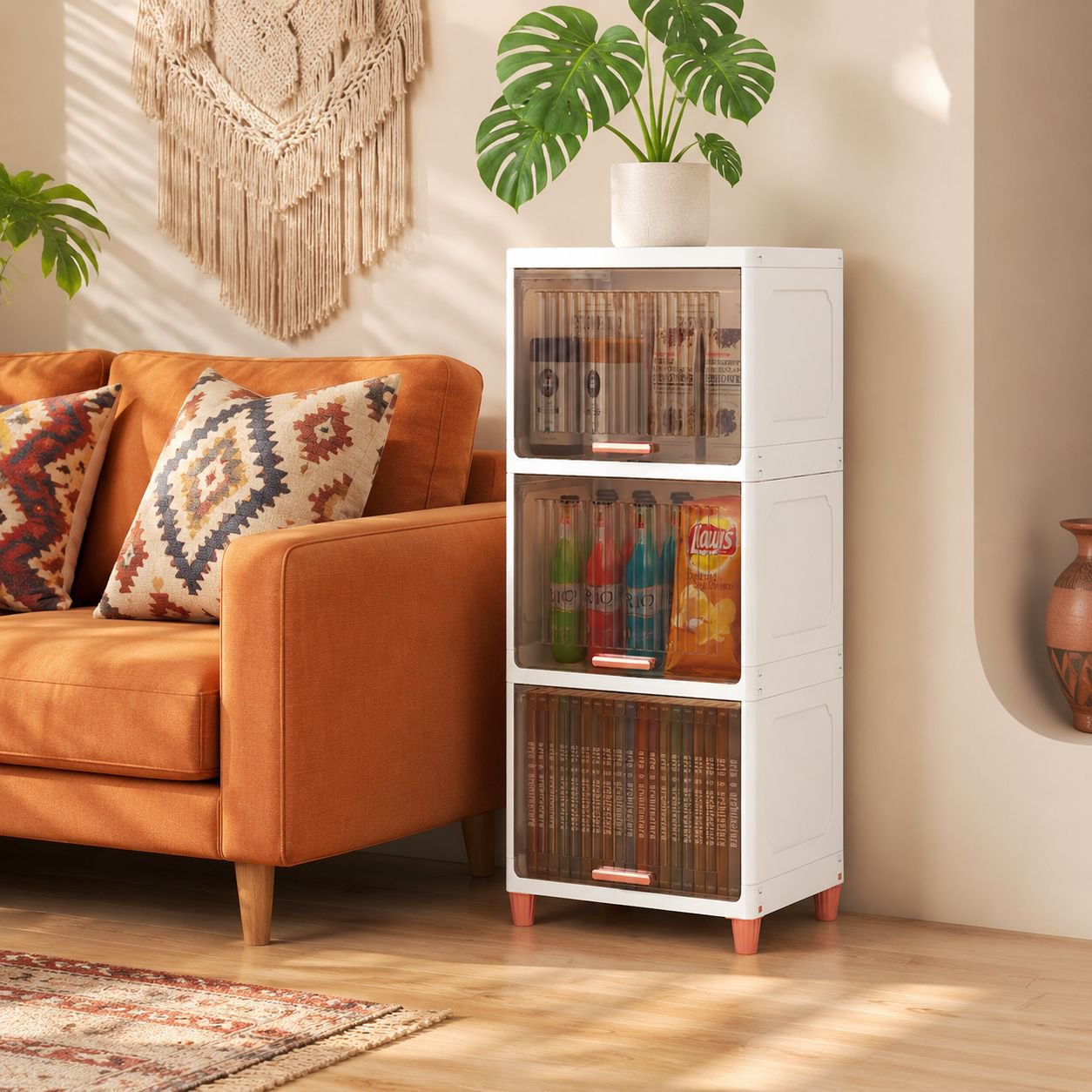 Armario organizador de plástico plegable con gran capacidad para ropa