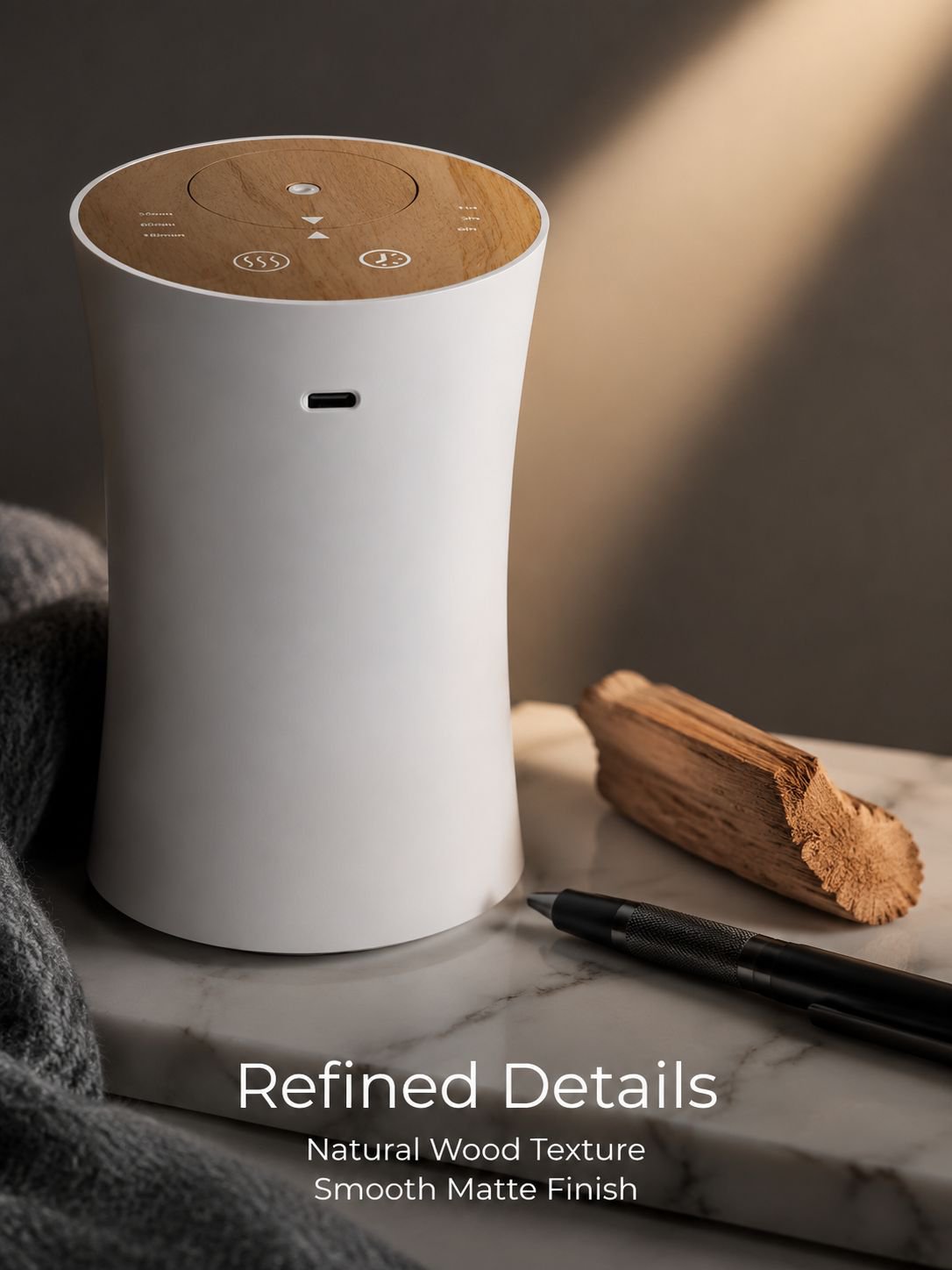 Smart Wood Grain Aroma Diffuser, Waterless Essential Oil Diffuser
