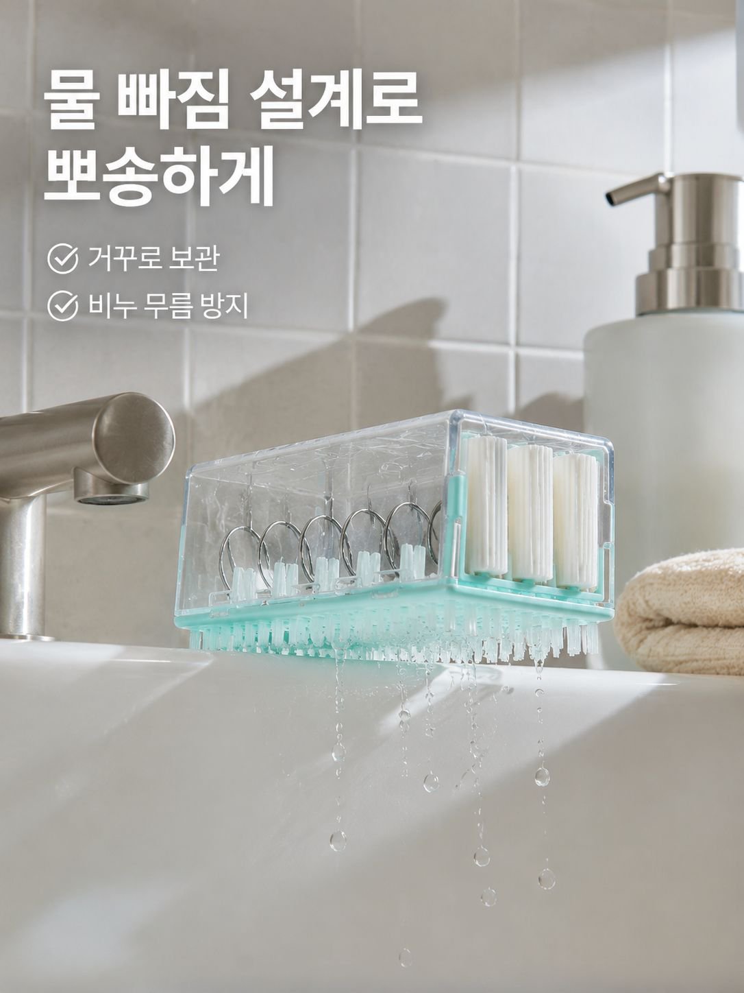 일체형 세탁브러쉬 물빠짐 수납함 속옷 양말 전용 손빨래 필요없는 브러쉬