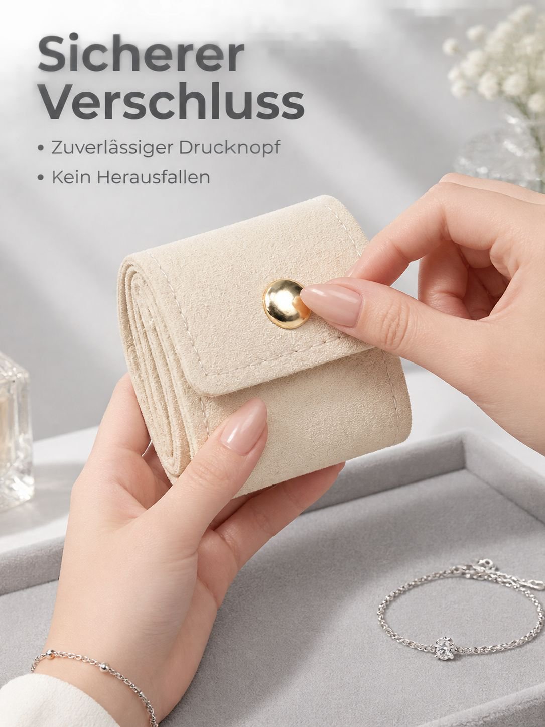 Tragbare Schmucktasche mit Fächern – Reise-Organizer für Ringe, Ohrringe und Schmuck