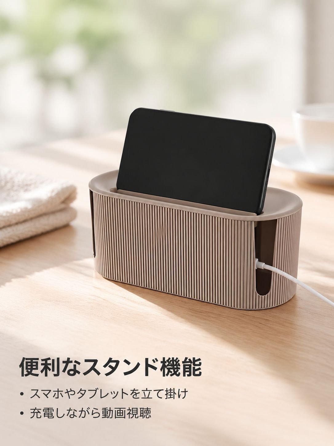 電源タップ収納ボックス 多機能タップ整理ボックス スロット付きLANケーブル・データケーブル収納