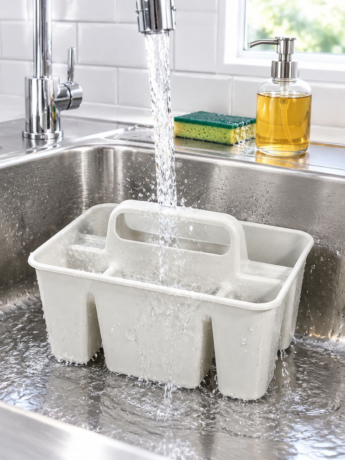 Lightweight portable cleaning basket for convenient household organization