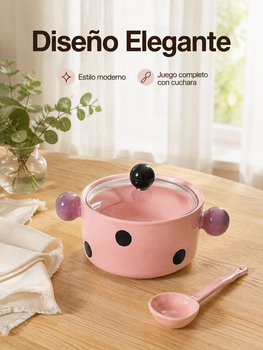 Cuenco de cerámica de doble asa