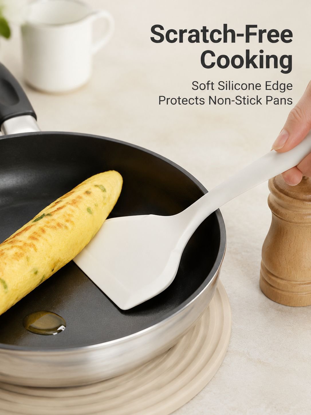 Wide Mouth Non-stick Silicone Tamagoyaki Spatula