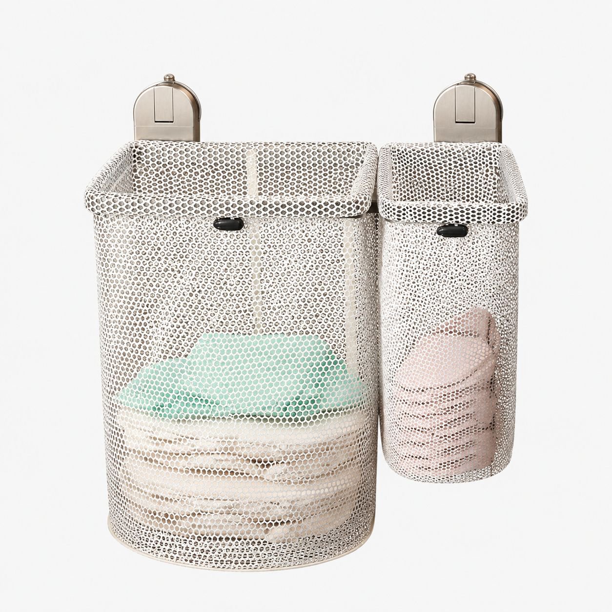 Double Suction Cup Wall-Mounted Foldable Breathable Laundry Basket, Suitable for Bathroom