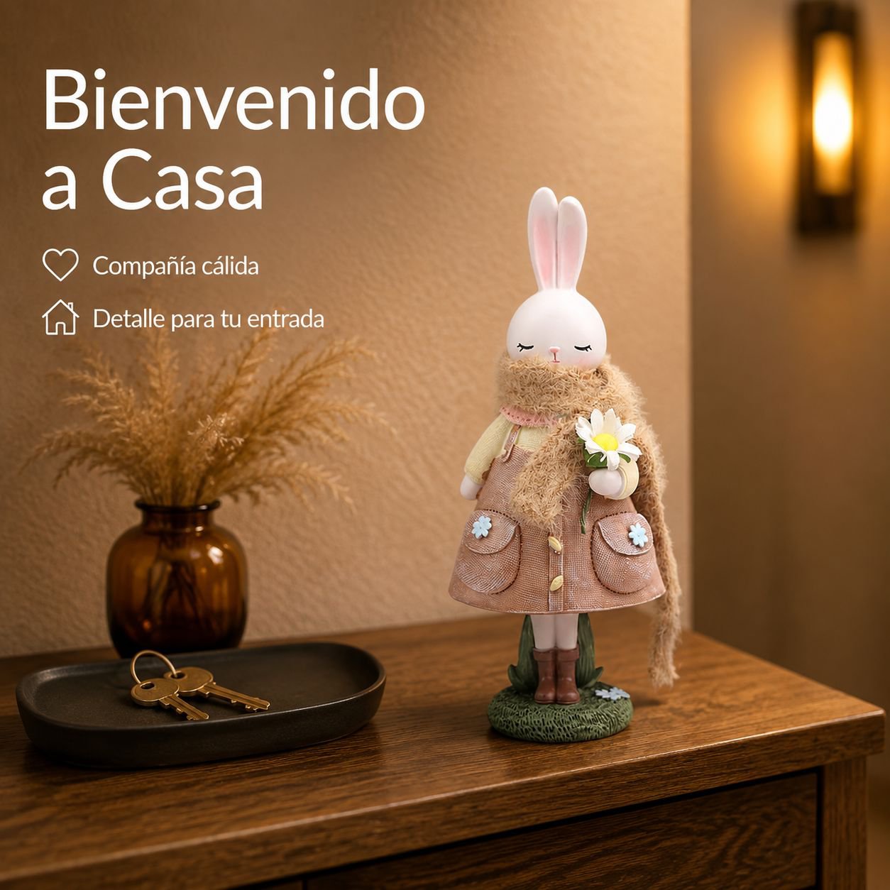 Adorno de resina para mesa de hogar con lindo conejito de dibujos animados