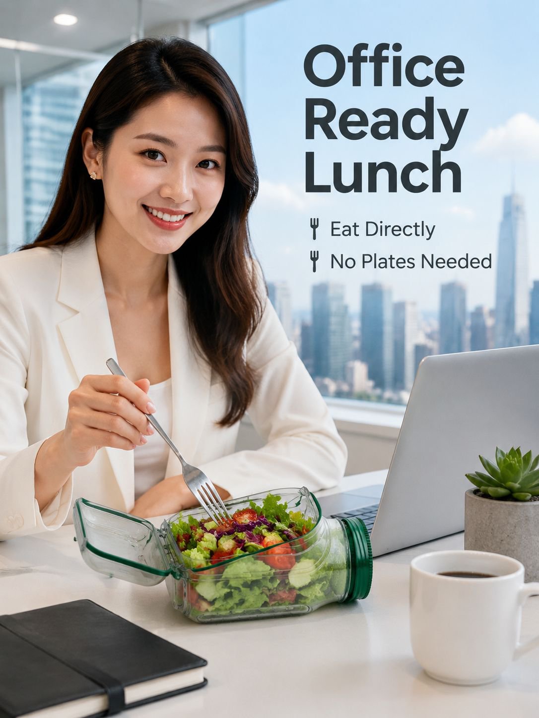 Portable Side-Opening Salad Storage Jar