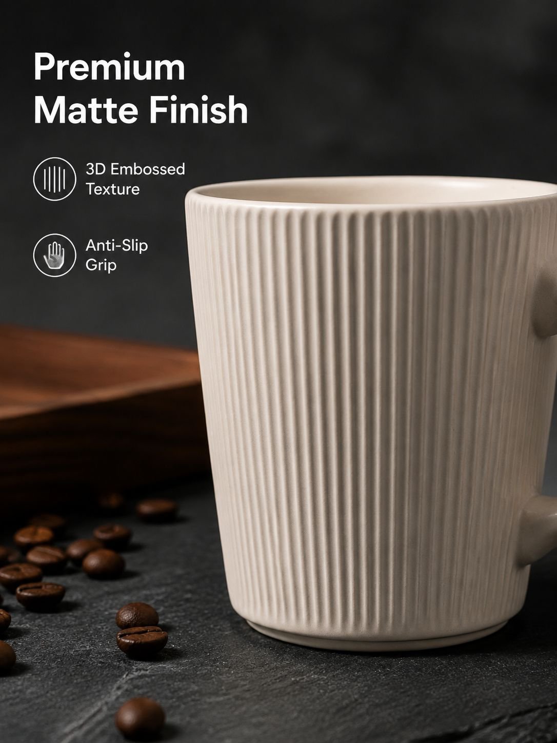 Home Use Large Capacity Embossed Ceramic Coffee Cup Water Cup