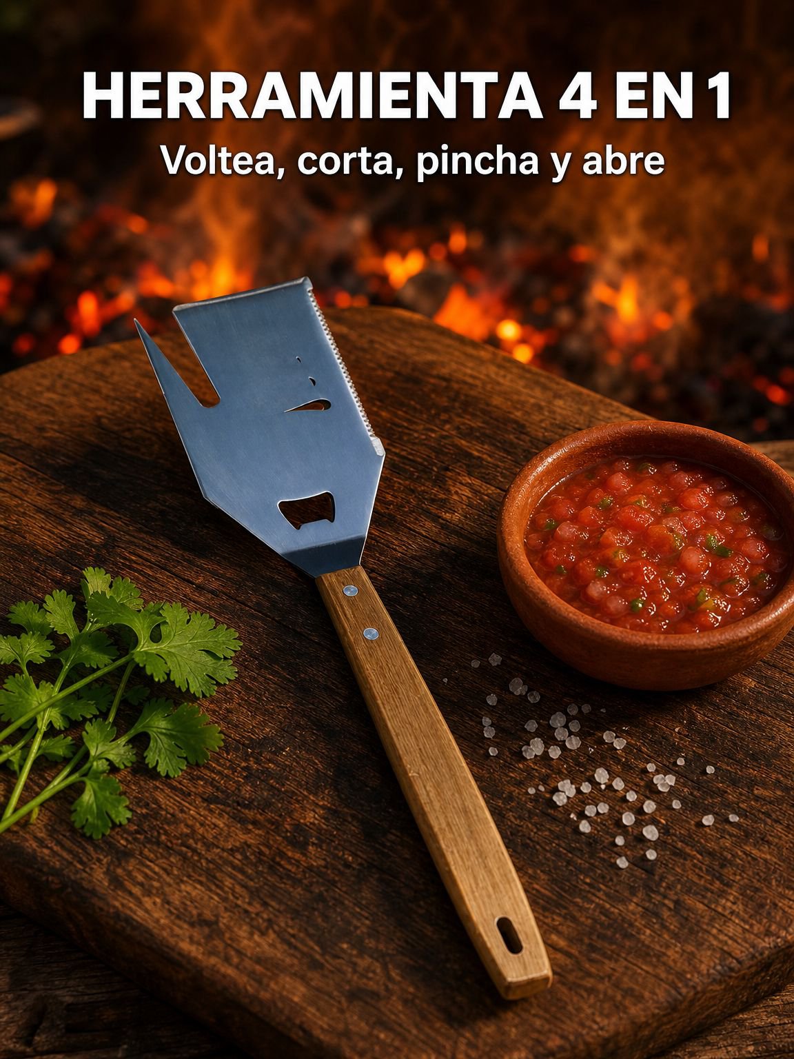 Espátula multifuncional para barbacoa