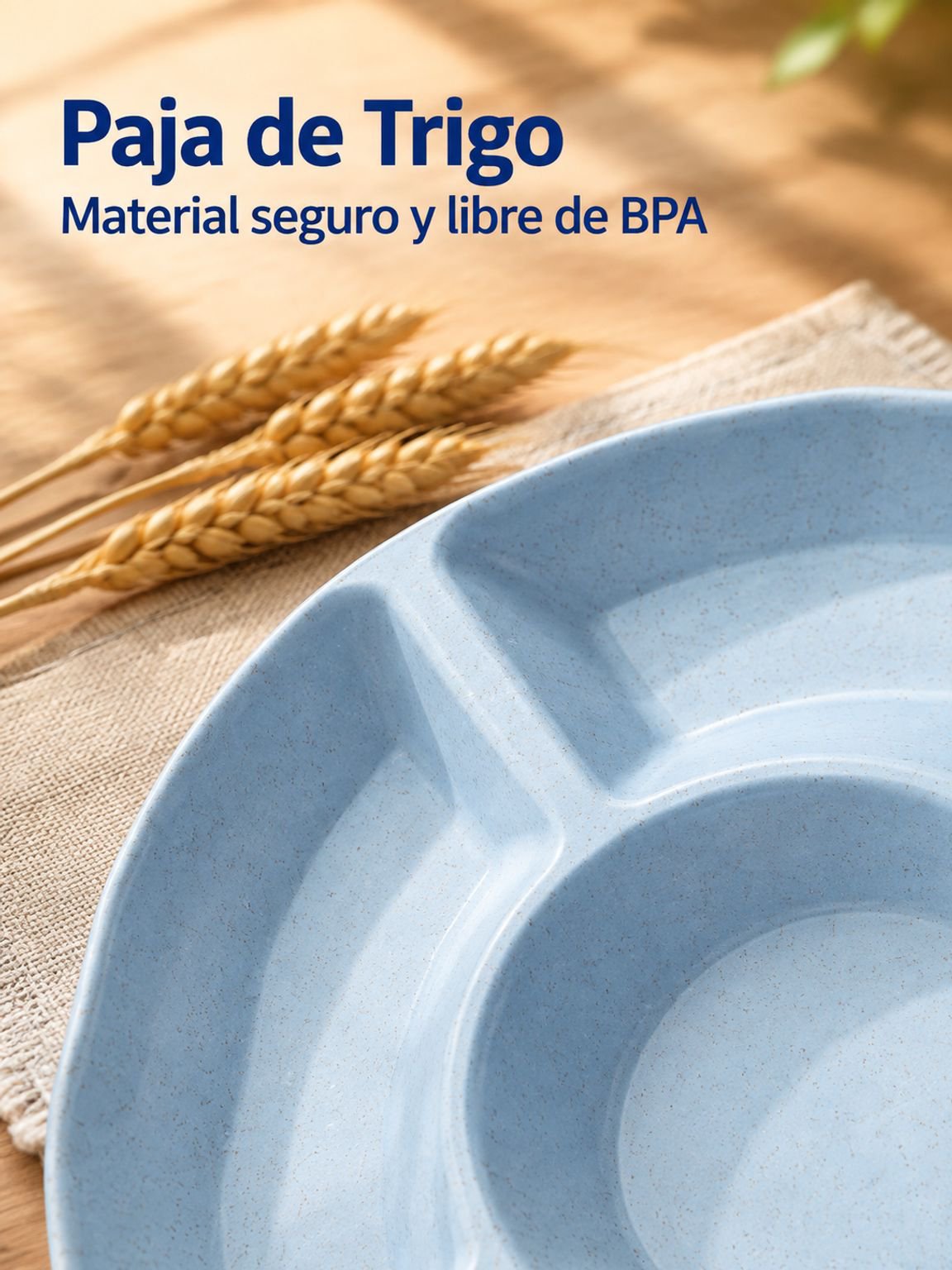 Bandeja de 6 compartimentos para frutas y aperitivos de paja de trigo