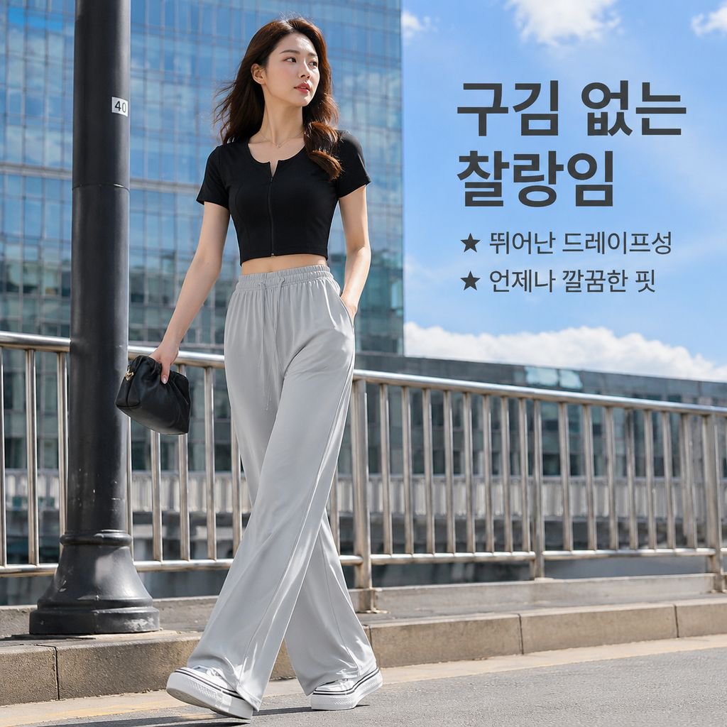 하이웨이스트 슬림핏 쿨링 셰이크 팬츠