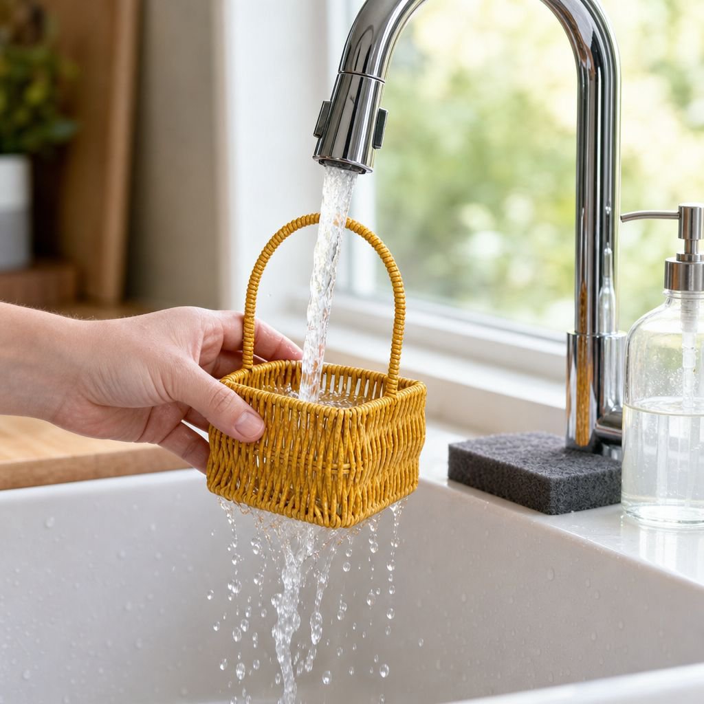 Multi-functional Imitation Rattan Wall-mounted Basket for Kitchen