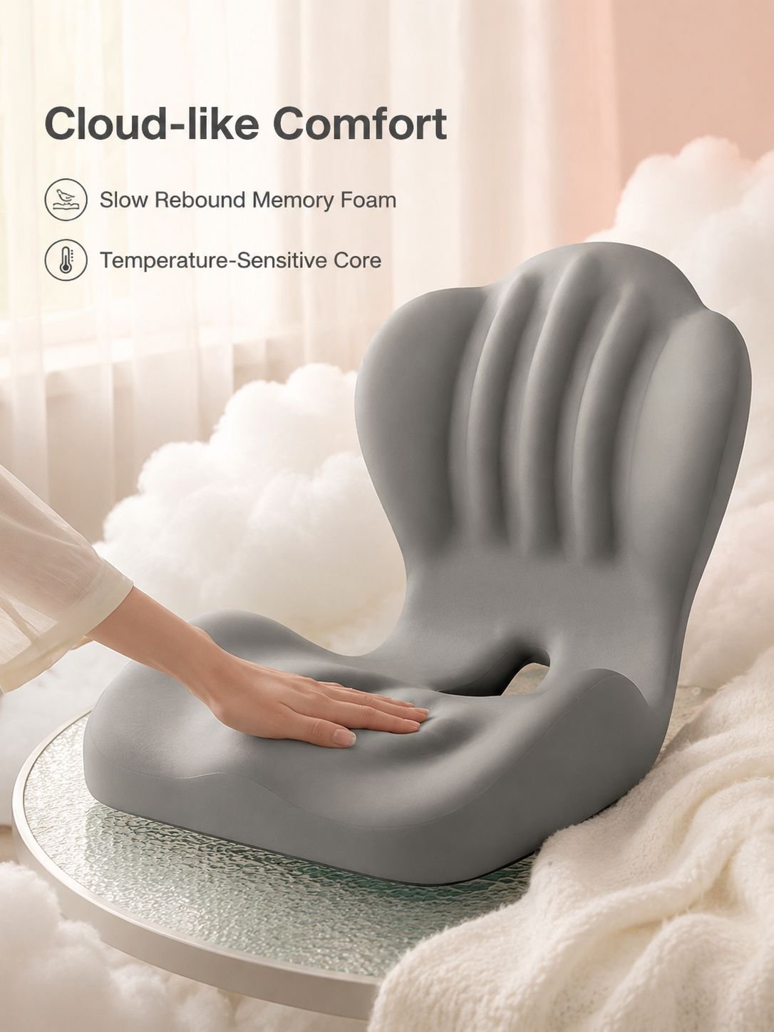 One-piece seat cushion with memory foam technology
