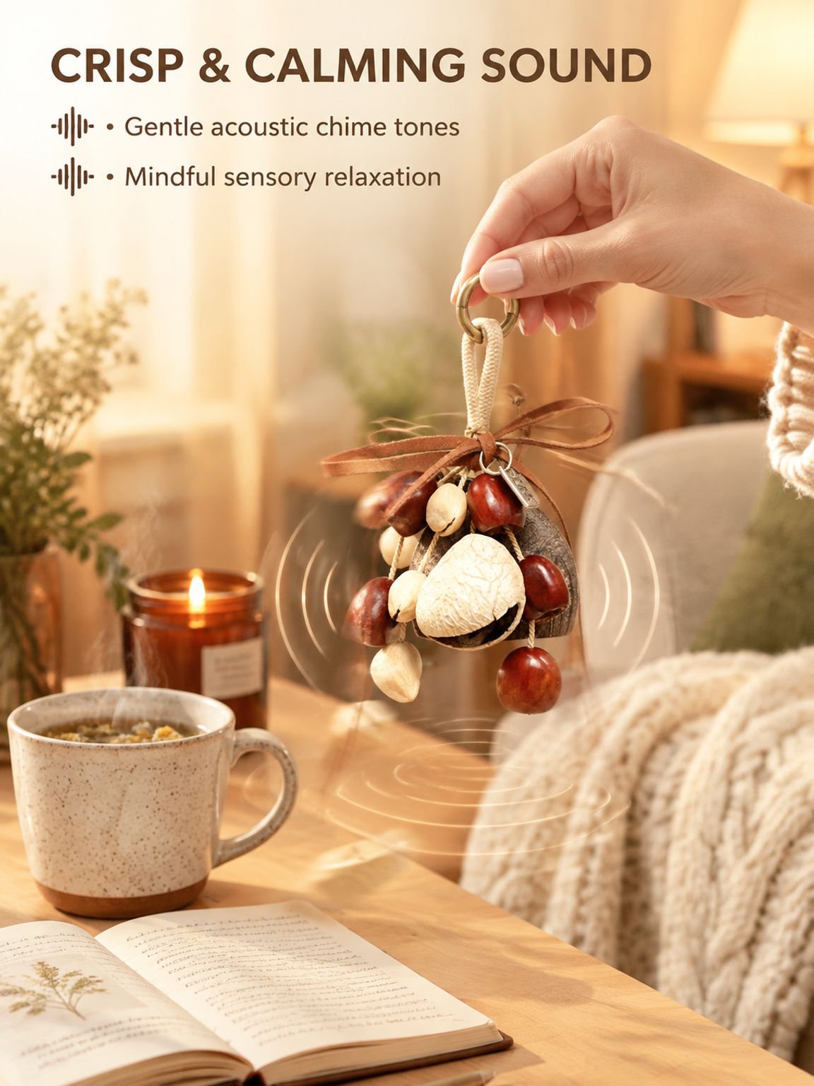 Natural nut shell wind chime DIY kit with plant seed materials