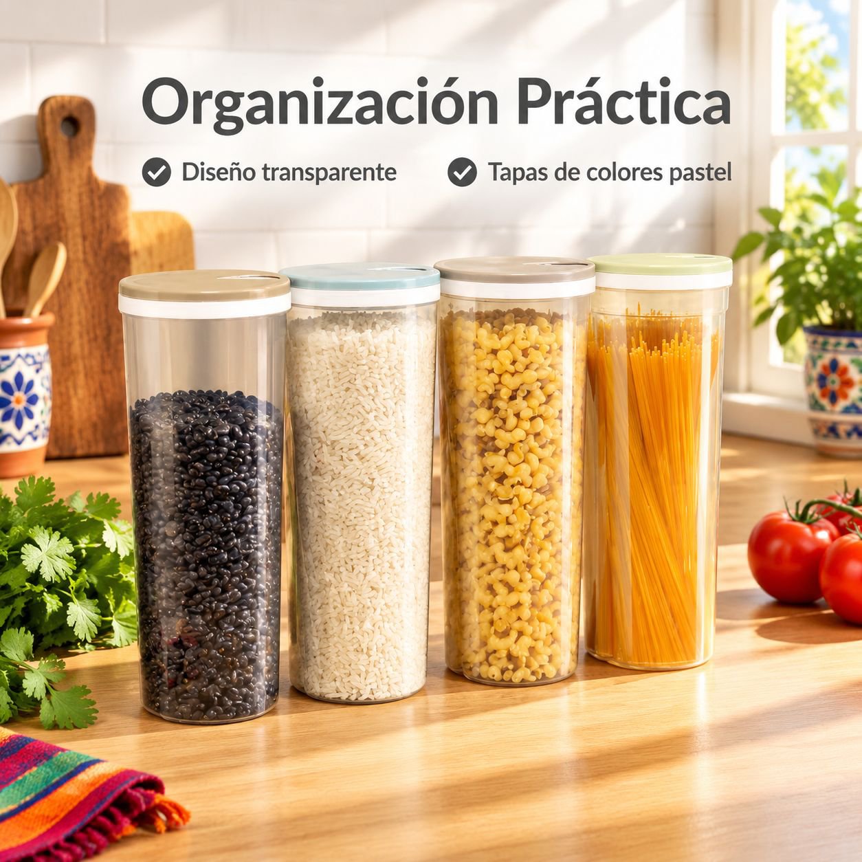 Contenedor Hermético Para Pasta Y Granos Organizador De Cocina