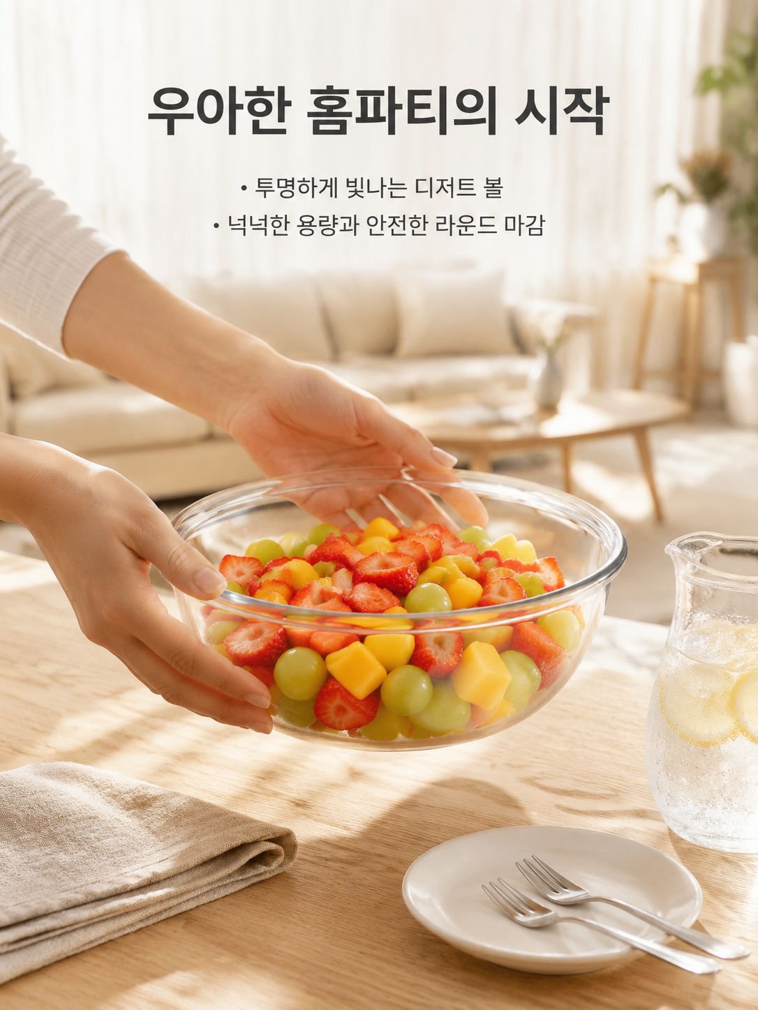 투명 내열 유리 과일 볼