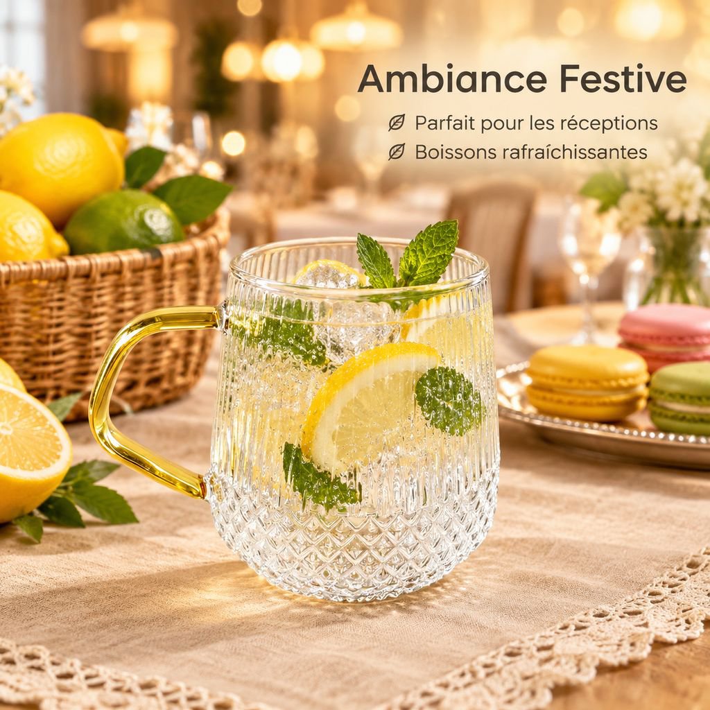 Tasse élégante en verre borosilicate pour thé café et infusion