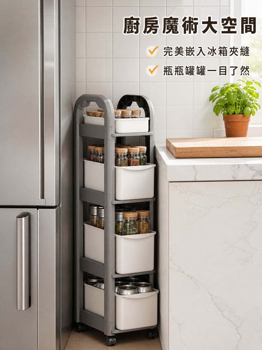 多用途帶輪收納架